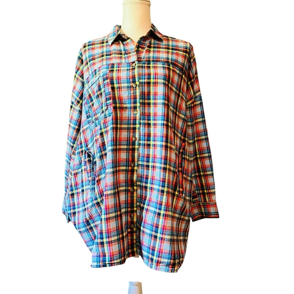 Urban Outfitters Multicolor Plaid Button Down Oversized Shirt Women’s Size XS